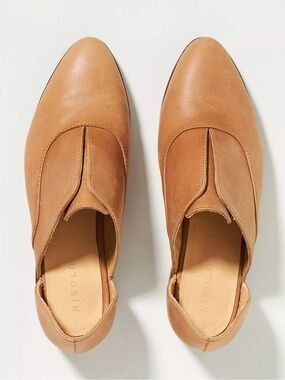 Nisolo Emma Slip-On Pointed Toe Leather D'Orsay Oxford Flats Loafers Tan 8.5